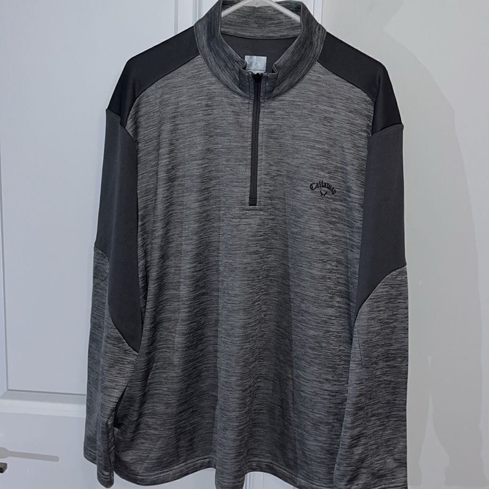 Gray Callaway Thermal T neck 1/4 zipper golf sweater sweatshirt w/pockets Jacket